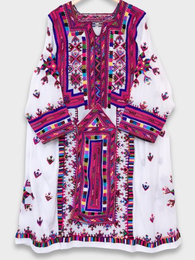 Hand-embroidered Dress Multi on White
