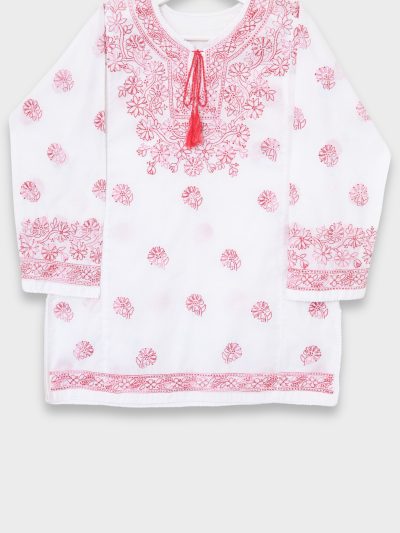 Maroon on White Kurti