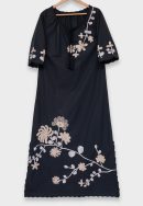 Hand - Embroidered Floral Black Long Dress