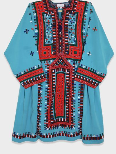 Hand-embroidered Dress Turquoise